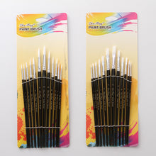 Load image into Gallery viewer, 12 Black Stick White Nylon Hair Art Brushes
