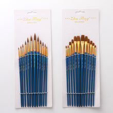 Load image into Gallery viewer, 12 Nylon Hair Flat Head Blue Rod Oil Painting Writing Brush for Art
