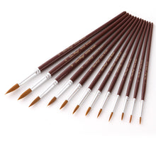 Load image into Gallery viewer, 12 PCs Pointed Nylon Hair Watercolor Brush Pen Wine Red Rod Brush

