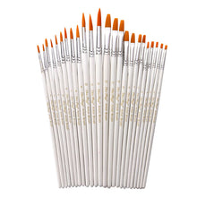 Load image into Gallery viewer, 12 Flat Head Golden Nylon Hair Brush White Rod Watercolor Oil Painting Brush
