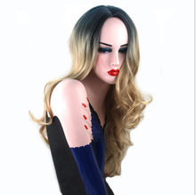Load image into Gallery viewer, Women Wig Golden Gradient Long Curly Hair Head Cover W260
