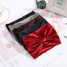 Lade das Bild in den Galerie-Viewer, 2pcs Fashion Female Knots Bow Hair Band Shiny Solid Color Velvet Headband Press Hair Headdress
