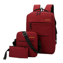 Load image into Gallery viewer, Backpack New Casual Men's  Three-Piece Outdoor Travel Computer  Female Junior High School Student Schoolbag
