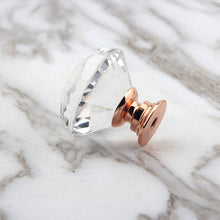 Lade das Bild in den Galerie-Viewer, 8pcs 30mm Rose Gold Base Single Hole Handle Crystal Furniture Handle Wardrobe Drawer Door Handle
