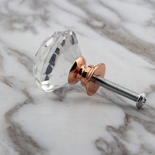 Lade das Bild in den Galerie-Viewer, 8pcs 30mm Rose Gold Base Single Hole Handle Crystal Furniture Handle Wardrobe Drawer Door Handle
