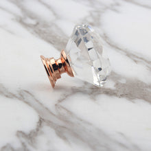 Lade das Bild in den Galerie-Viewer, 8pcs 30mm Rose Gold Base Single Hole Handle Crystal Furniture Handle Wardrobe Drawer Door Handle
