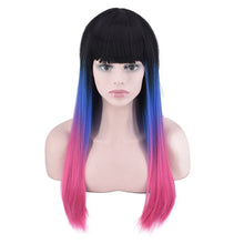 Load image into Gallery viewer, Women Wig Three-Color Gradient Straight Bangs Headgear
