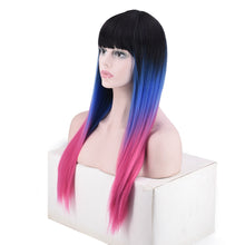 Load image into Gallery viewer, Women Wig Three-Color Gradient Straight Bangs Headgear
