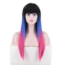 Load image into Gallery viewer, Women Wig Three-Color Gradient Straight Bangs Headgear
