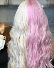 Lade das Bild in den Galerie-Viewer, Women Wig Half Pink Half White Wavy Long Curly Hair W449
