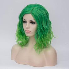 Load image into Gallery viewer, Women Wig Green High-Temperature Fiber Head Cover Short Curly W510
