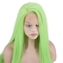 Lade das Bild in den Galerie-Viewer, Women Wig Fluorescent Green Lace Long Straight Hair W486
