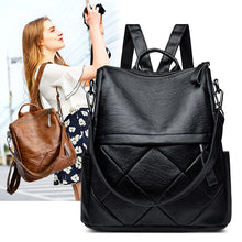 Lade das Bild in den Galerie-Viewer, Women's Soft Leather Multi-Purpose Shoulder Bag Simple Leisure Travel Backpack
