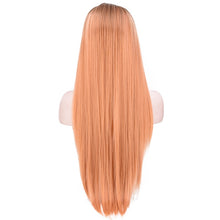 Lade das Bild in den Galerie-Viewer, Women Wig Lace Chemical Fiber Gradient Pink Long Hair Straight Hair W444
