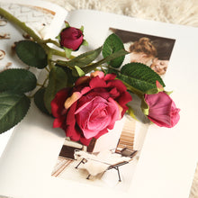 Load image into Gallery viewer, 3PCs Flannel Rose Flower Artificial Fake Flower Plants Home Decoration Wedding Bouquet
