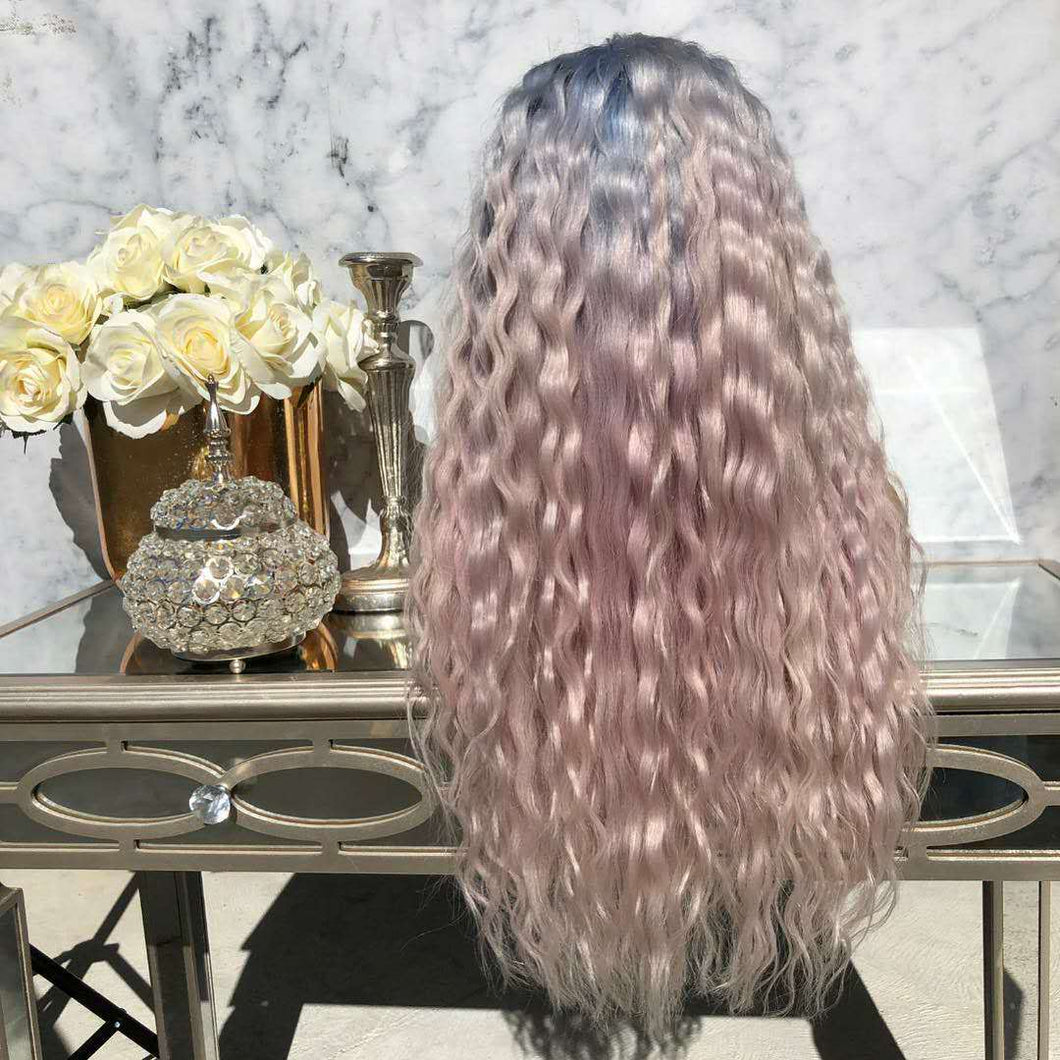 Women Wig Mid-Length Long Fashion Small Roll Wave Corn Curler Front Lace W393