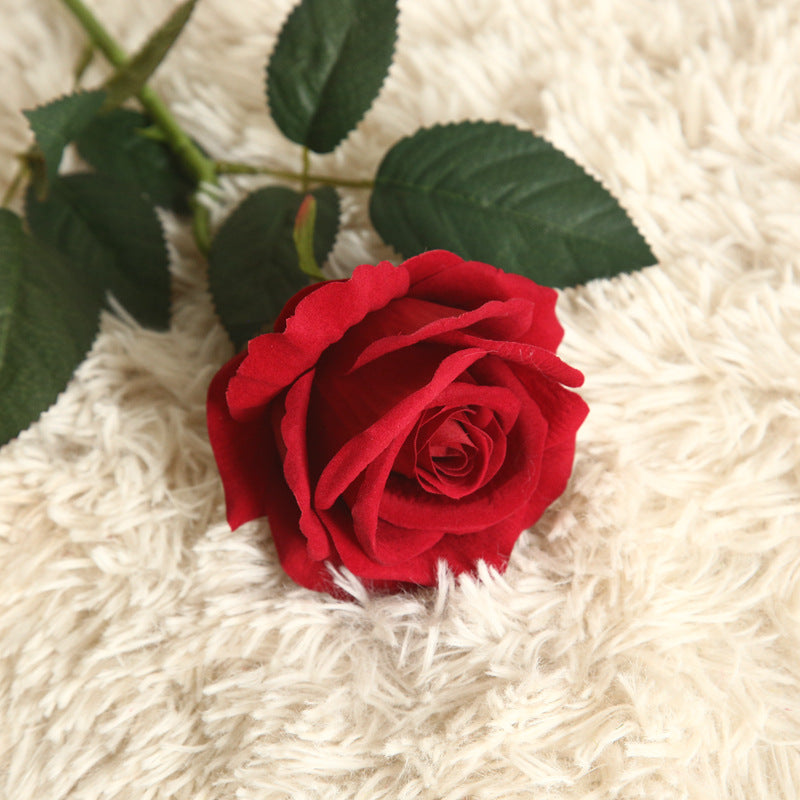 3PCs Flannel Lovesickness Rose Artificial Fake Flower Plants Home Decoration Wedding Bouquet