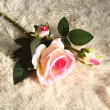 Load image into Gallery viewer, 3-Head Short Rod Flannel Lovesickness Rose Artificial Fake Flower Plants Home Decoration Wedding Bouquet
