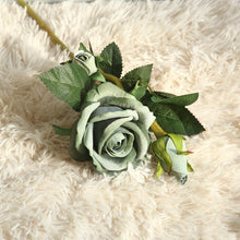 Load image into Gallery viewer, 3-Head Short Rod Flannel Lovesickness Rose Artificial Fake Flower Plants Home Decoration Wedding Bouquet
