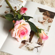 Load image into Gallery viewer, 3PCs Flannel Rose Flower Artificial Fake Flower Plants Home Decoration Wedding Bouquet
