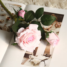 Load image into Gallery viewer, 3PCs Flannel Rose Flower Artificial Fake Flower Plants Home Decoration Wedding Bouquet
