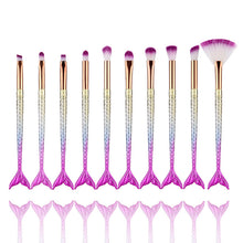 Load image into Gallery viewer, 10 Mermaid Makeup Brushes Fishtail Eye Shadow Brush
