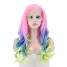 Lade das Bild in den Galerie-Viewer, Women Wig Gradient Color Front Lace Chemical Fiber Length Curling Iron Set W415
