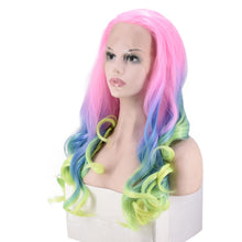 Lade das Bild in den Galerie-Viewer, Women Wig Gradient Color Front Lace Chemical Fiber Length Curling Iron Set W415
