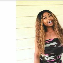 Load image into Gallery viewer, Women Wig Corn Curler Gradient Golden Medium Long Curly Hair Synthetic Wigs W289
