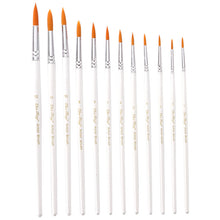 Load image into Gallery viewer, 12 PCs Pointed Toe Nylon Hair Brush Watercolor White Rod Gouache Brush Pen Art
