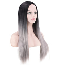 Load image into Gallery viewer, Women Wig Synthetic Wigs T Color Mid-Length Granny Grey Long Straight W176
