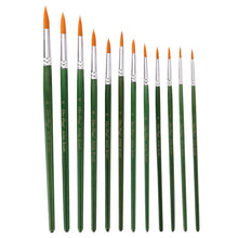 Load image into Gallery viewer, 12 PCs Transparent Green Pole Golden Nylon Hair Watercolor Pens Set Art
