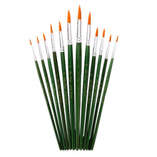 Load image into Gallery viewer, 12 PCs Transparent Green Pole Golden Nylon Hair Watercolor Pens Set Art
