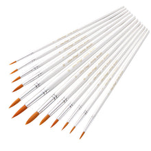 Load image into Gallery viewer, 12 PCs Pointed Toe Nylon Hair Brush Watercolor White Rod Gouache Brush Pen Art
