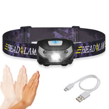 Lade das Bild in den Galerie-Viewer, Head Light USB Rechargeable Strong Light Led Waterproof Night Fishing Induction Running
