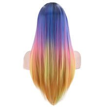 Lade das Bild in den Galerie-Viewer, Women Wig Rainbow Four-Color Dyed Gradient Long Straight Hair Fashion W516
