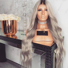 Load image into Gallery viewer, Women Wig Black Gradient Gray Medium Long Curly Hair W278
