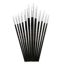 Load image into Gallery viewer, 12 PCs Black Stick Rush Watercolor White Nylon Hair Brush Art
