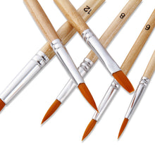 Load image into Gallery viewer, 12 Nylon Wool Watercolor Brush 6 Pointed 6 Flat Wood Color Rod Art
