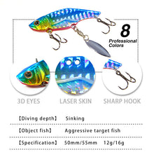 Load image into Gallery viewer, 2PCs Willow Leaf Sequins Abnormal VIB Rotating Sequins Far Throw Sea Fishing Fresh Water Bait
