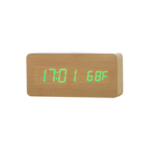 Load image into Gallery viewer, Smart Multi-Function Alarm Clock LED Display Luminous Temperature Dual Display Alarm Clock USB Wooden Clock
