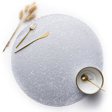 Load image into Gallery viewer, 2PCs Christmas Tablecloths Thick round Gold Silver Woven Non-Slip Heat Insulation
