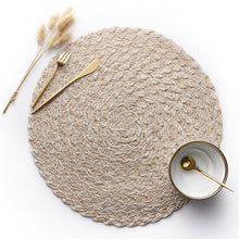 Load image into Gallery viewer, 2PCs Nordic Pure Color Cotton Yarn Interwoven 4 Colors round Table Mat
