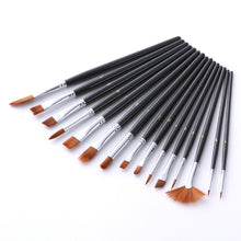 Lade das Bild in den Galerie-Viewer, 15 PCs Multi-Shape Nylon Hair Brush Set Copper Tube with Painting Cloth Bag Art
