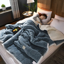 Lade das Bild in den Galerie-Viewer, Three-Layer Blanket Duvet Thickened Thermal Coral Fleece Blanket Flannel Blanket Lambswool Bed Sheet
