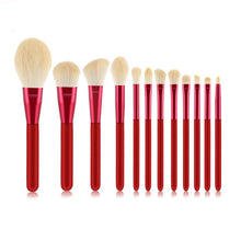 Load image into Gallery viewer, 12 Red Wooden Handle Makeup Brushes Face Powder Beauty Makeup Tools
