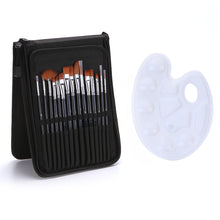 Lade das Bild in den Galerie-Viewer, 15 PCs Multi-Shape Nylon Hair Brush Set Copper Tube with Painting Cloth Bag Art
