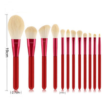 Load image into Gallery viewer, 12 Red Wooden Handle Makeup Brushes Face Powder Beauty Makeup Tools
