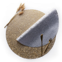 Load image into Gallery viewer, 2PCs Christmas Tablecloths Thick round Gold Silver Woven Non-Slip Heat Insulation
