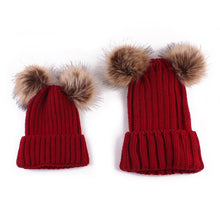 Lade das Bild in den Galerie-Viewer, Warm Winter Knit Beanie Hats Autumn and Winter Double Fur Ball Spot Creative Warm Men's and Women's Wool Unisex
